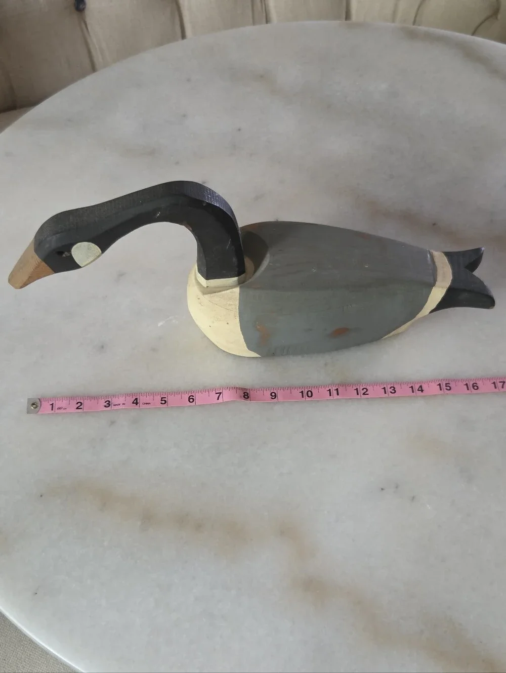 Hand-Carved Wooden Duck Goose Decoy With Adjustable For Posing / Removable Head